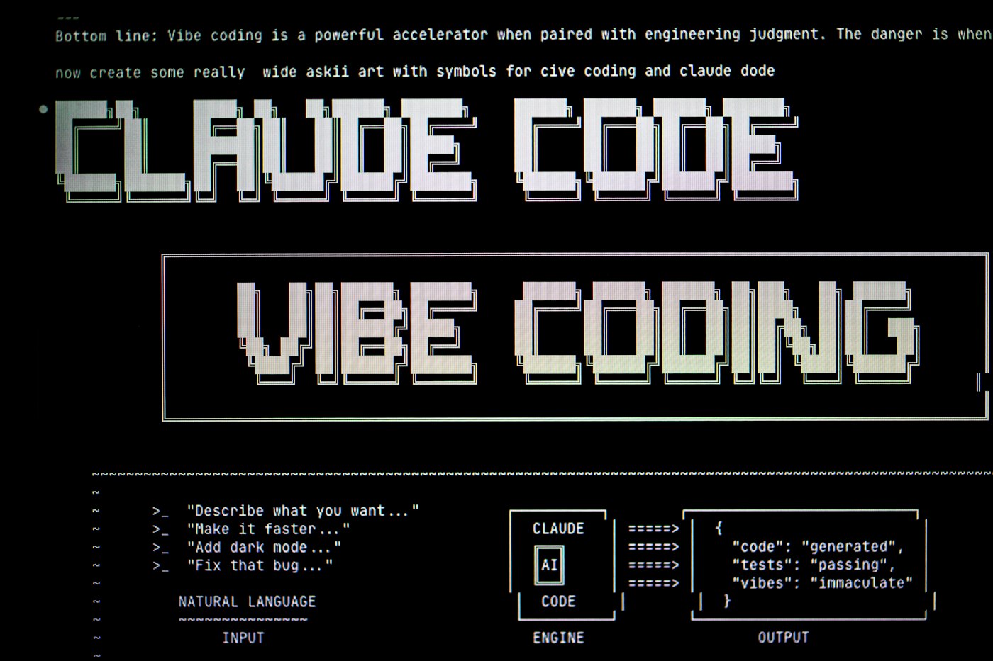 Illustration avec les mots claude code en lettres pixelisées